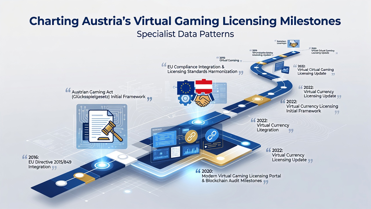 Data visualization chart illustrating approval rates and application volumes for Austrian virtual gaming licenses from 2010 to 2025
