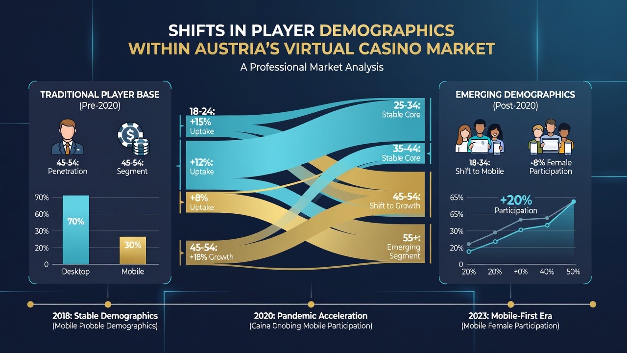 Map of Austria highlighting regional increases in online casino participation between 2023 and 2026